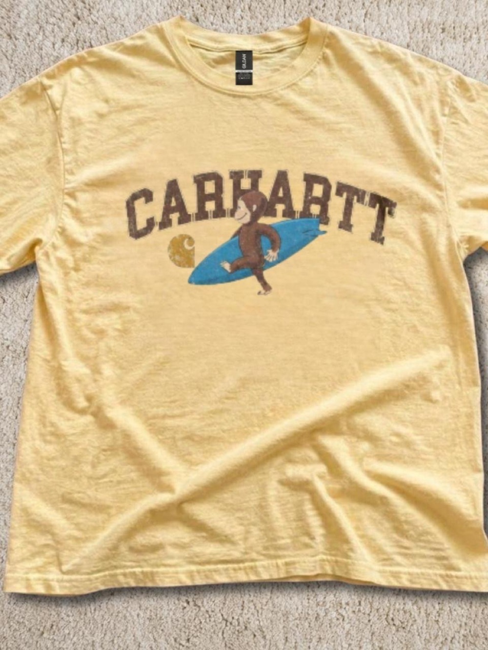 Gildan Yellow Short-Sleeve Surf Monkey Graphic Tee